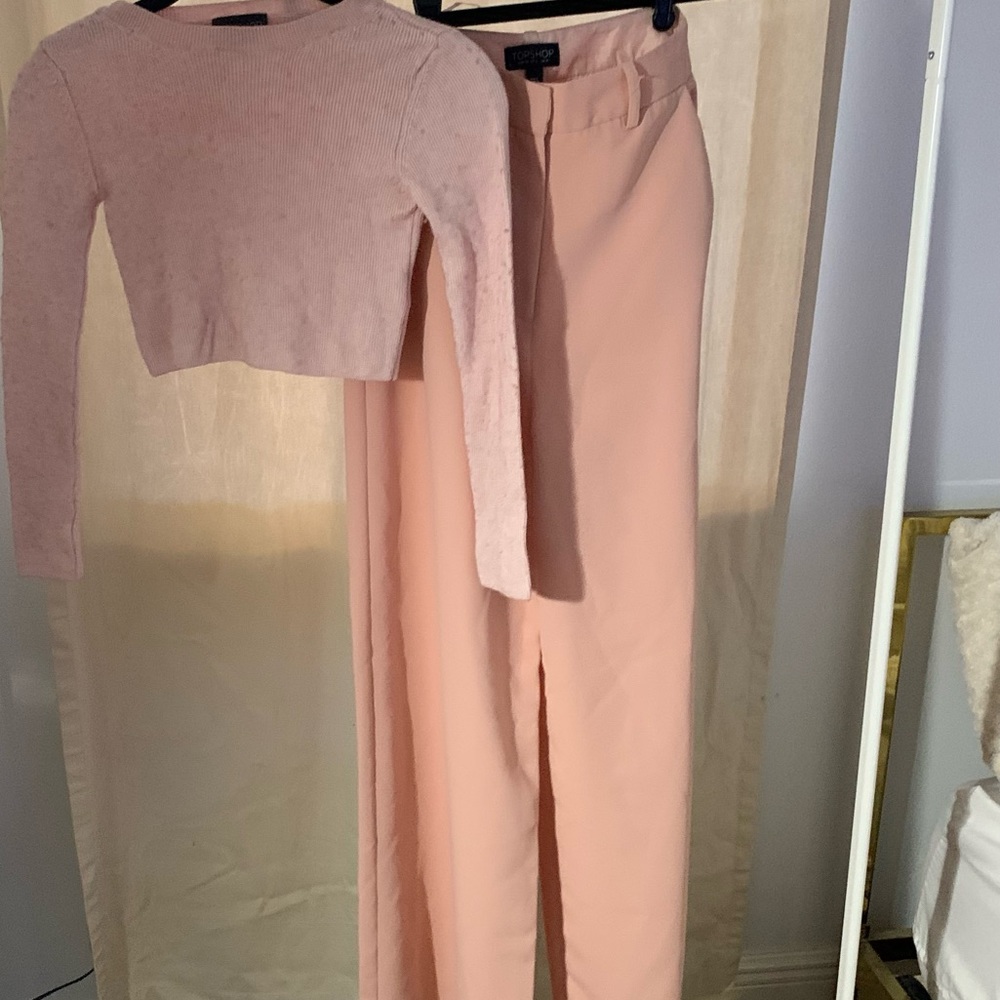 Topshop pink wide leg pants